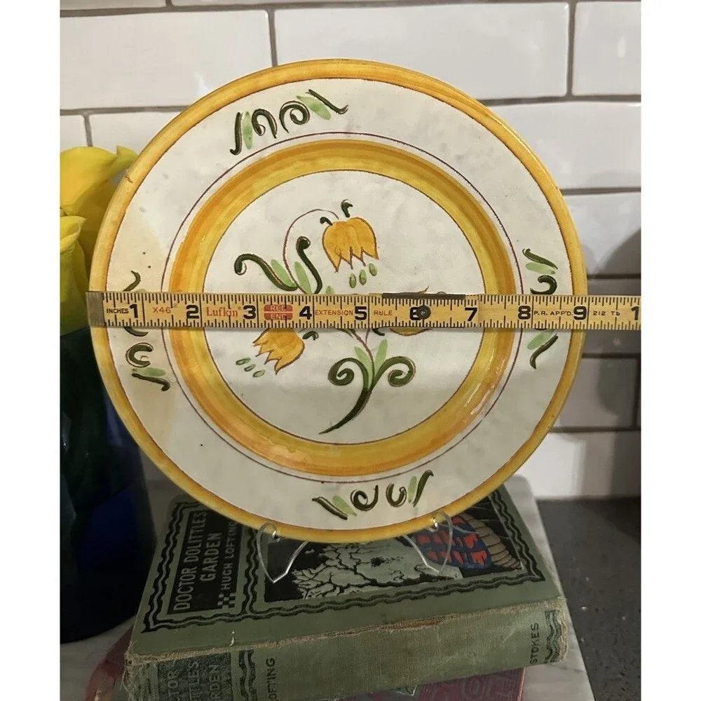 Yellow Tulip Pottery Hand painted Wall Z xx9 Inches Dinner Plate Stangl Pottery